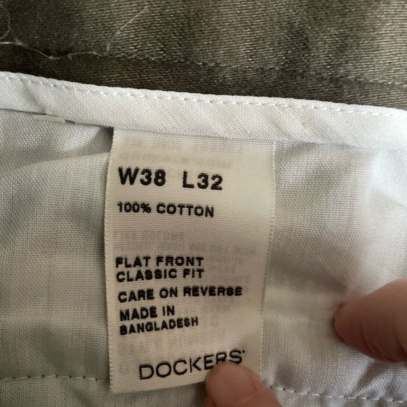 Dockers Premium Olive Green Cotton Flat Front Classic Fit Slacks Size 38 X 32 - Picture 5 of 9